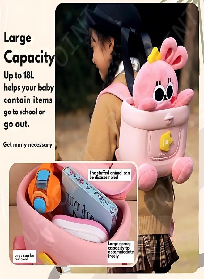 بلس بوينت حقيبة ظهر PLUSPOINT بتصميم أرنب كرتوني رائع من مادة EVA للأطفال الصغار والرضع ومرحلة ما قبل المدرسة. خفيفة الوزن مع لعبة قطيفة. حقيبة كرتونية لطيفة مثالية لنزهات الأطفال ومغامراتهم اليومية. مناسبة للأولاد والبنات. - Image 2